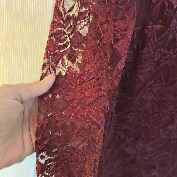 David Rose Vintage Burgundy 2 Piece Lace Suit with Skirt and Top Sz 16w - Picture 5 of 14